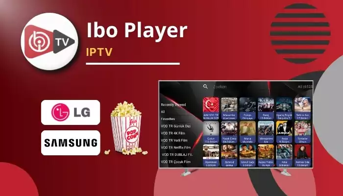 IBO Player IPTV-app gränssnitt på Samsung Smart TV