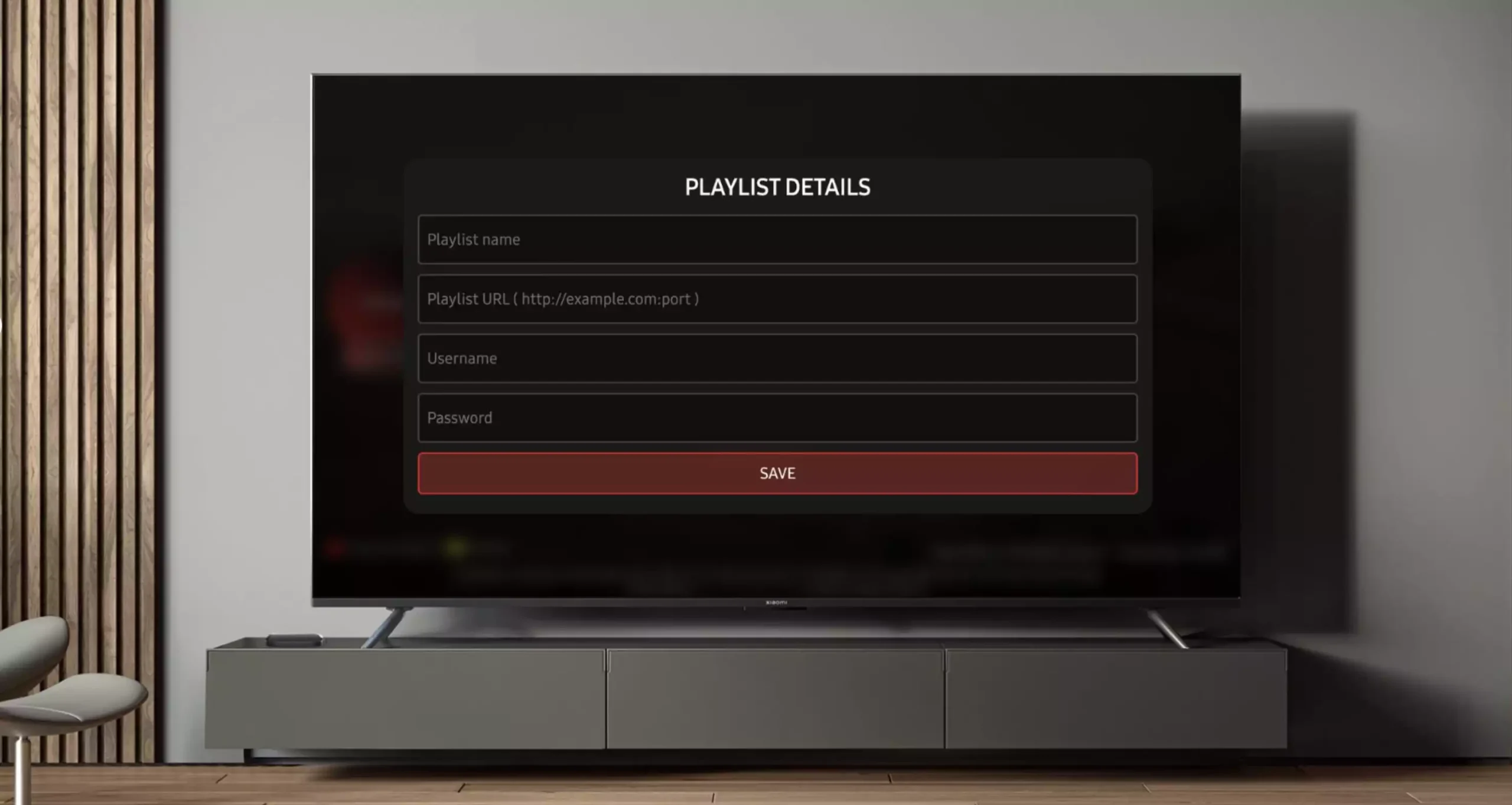 Lägg till IPTV-spellista med M3U-URL, användarnamn och lösenord